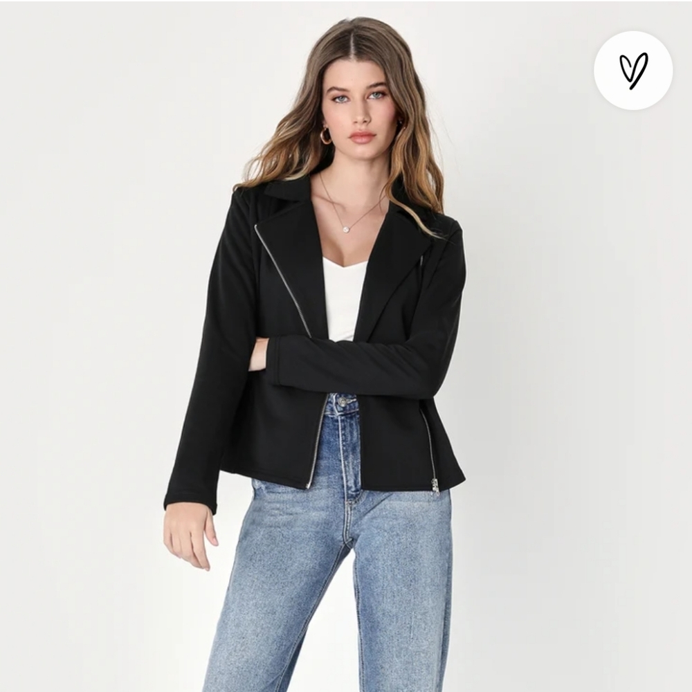 Lulu's NWT Black Knit Moto Jacket size S - Picture 2 of 4